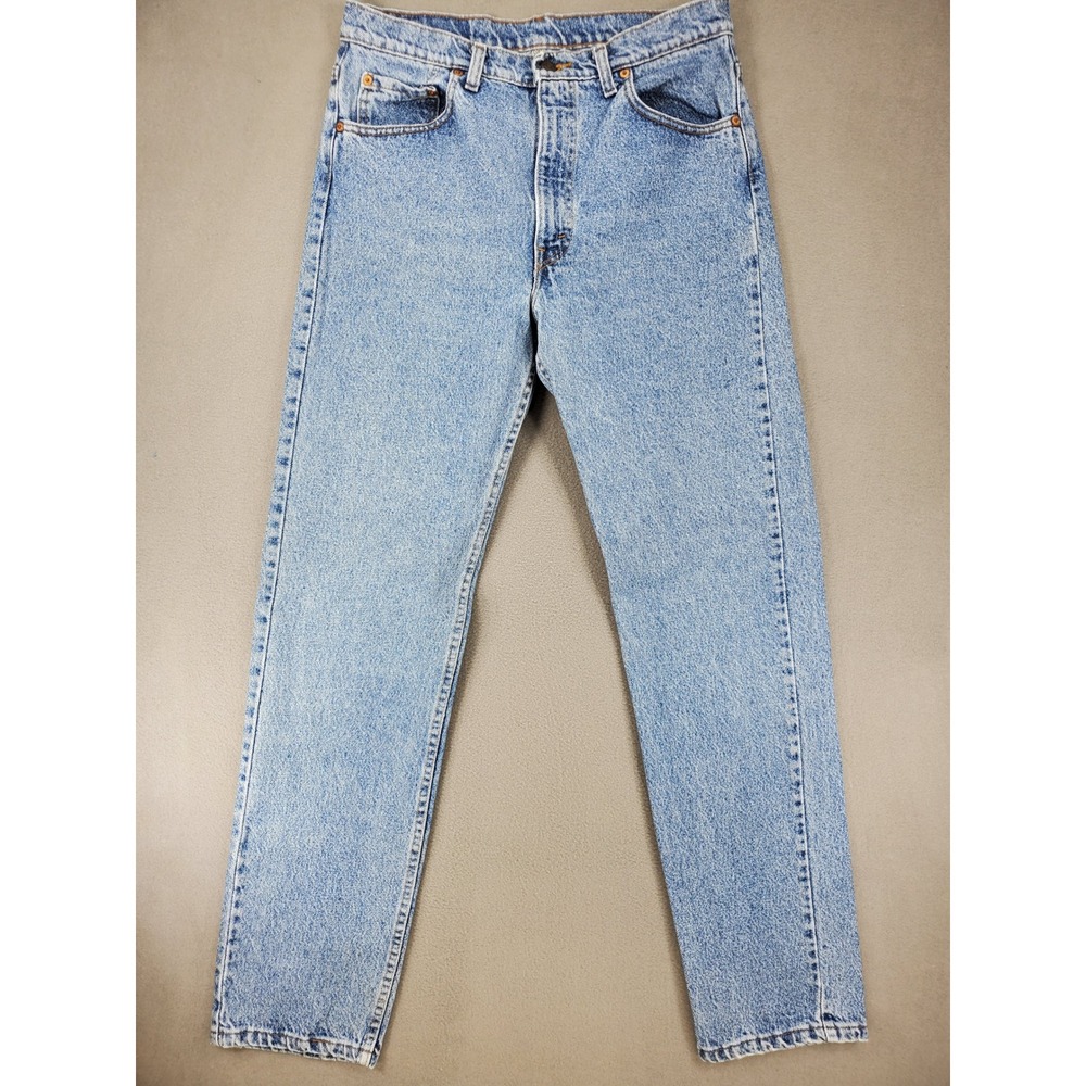 Levis 505 Regular Fit Jeans Mens 35x33 Light Wash Blue Vintage USA Made 90s